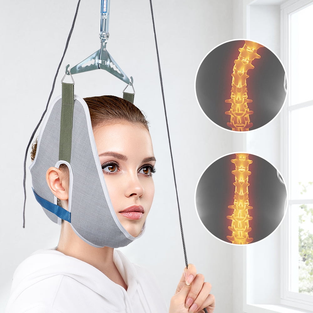 Flaremore Over-the-Door Cervical Neck Traction Device and Posture Corrector, Adjustable Head and Shoulder Stretcher for Discomfort Relief, Green
