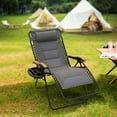 thumbnail image 2 of WYDK Oversized Padded Zero Gravity Chair, Foldable Patio Recliner, 30" Wide Seat Anti Gravity Lounger with Cup Holder, Support 400 LBS (Gray), 2 of 15