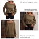 thumbnail image 4 of Jersey de mujer con hombros descubiertos, manga larga, Color puro, sudadera, blusa para otoño invierno, caqui 3XL, 4 of 5