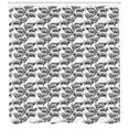 thumbnail image 3 of Cattle Shower Curtain, Vintage Engraved Style Herd of Sheep and Lamb with Fur on White Background, Fabric Bathroom Set with Hooks, 69W X 84L Inches Extra Long, Black and White, by Ambesonne, 3 of 3