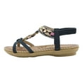 thumbnail image 2 of GERsome Women's Flat Sandals Summer Beach Sandal T-Strap Rhinestone Beaded Bohemia Shoes, 2 of 9