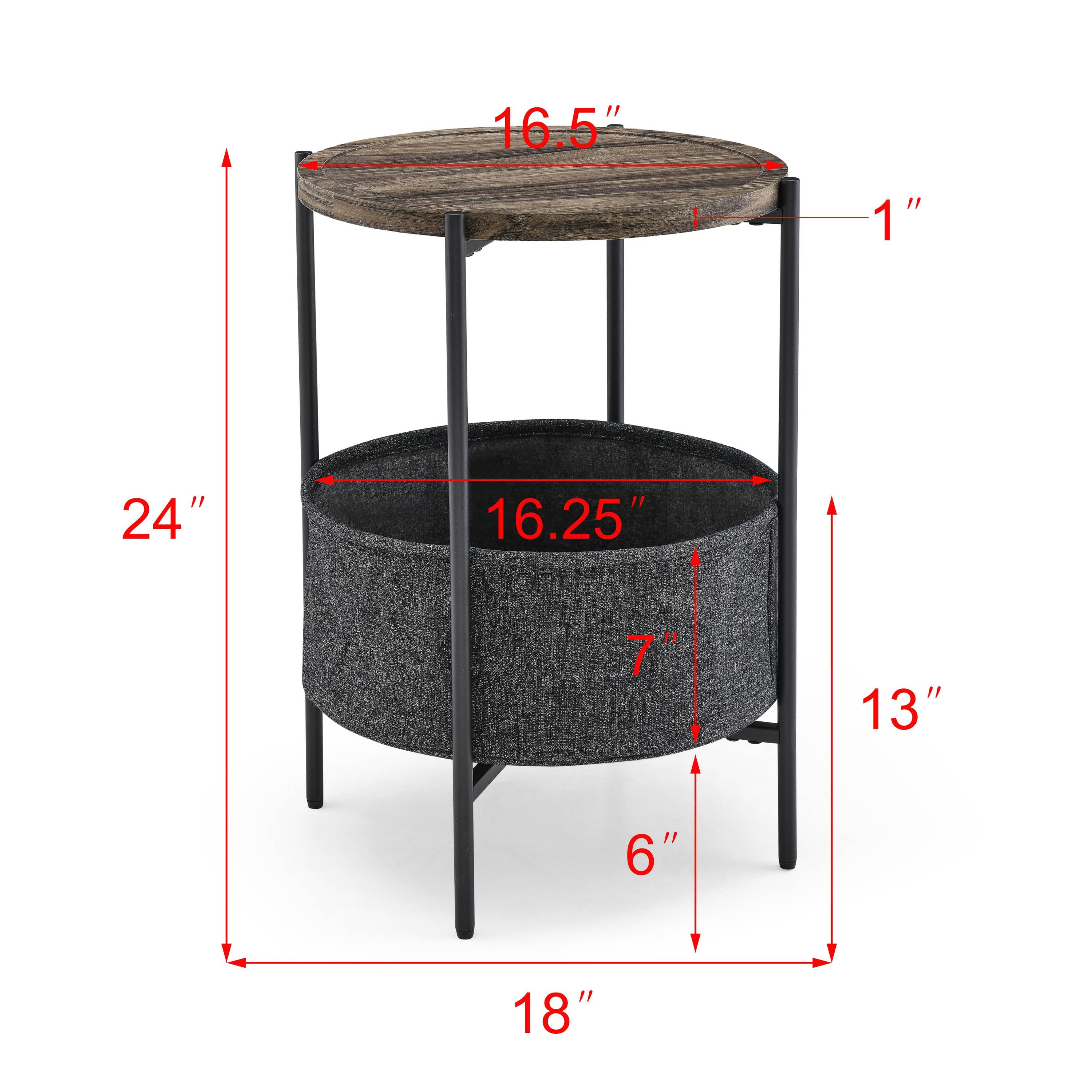 Private Jungle Table Sofa Side Round Table with Detachable Tray and Fabric Storage Basket,Durable Small Round Coffee Table Snack Table Private Jungle Table Sofa Side Round Table with Detachable Tray and Fabric Storage Basket,Durable Small Round Coffee Table Snack Table