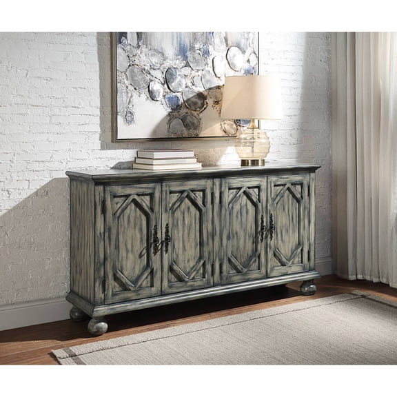 Miekor Furniture Pavan Rustic Gray Finish Console Cabinet 15024