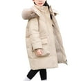 thumbnail image 3 of KAUOD Girls Long Winter Parka Coats Faux-F𝐮r Hood Thick Warm Puffer Jackets Teen Kids Quilted Oversized Pockets down Outwear, 3 of 5