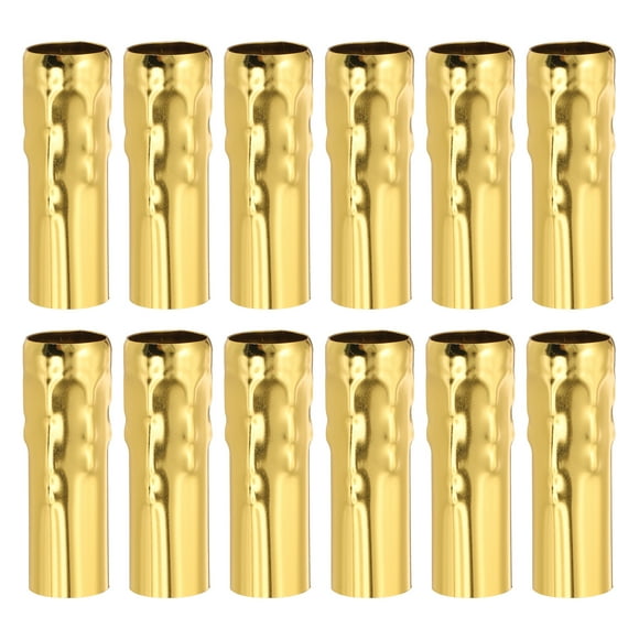 Cubiertas de vela de 3.15" de altura Uxcell, 12 piezas de mangas de socket de candelabro E14 de metal con accesorios de base de candelabro para lámparas de luz DIY, Oro para nadar