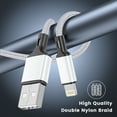 thumbnail image 5 of Cshidworld 3Pack [Apple MFi Certified] Lightning Charger Cables (3/6/6ft), Nylon Fast Charging Cord Compatible with iPhone 13/13 pro/12/11/11 Pro/X/Xs Max/XR/ iPad Air 2 /Mini Airpods,Silver, 5 of 7