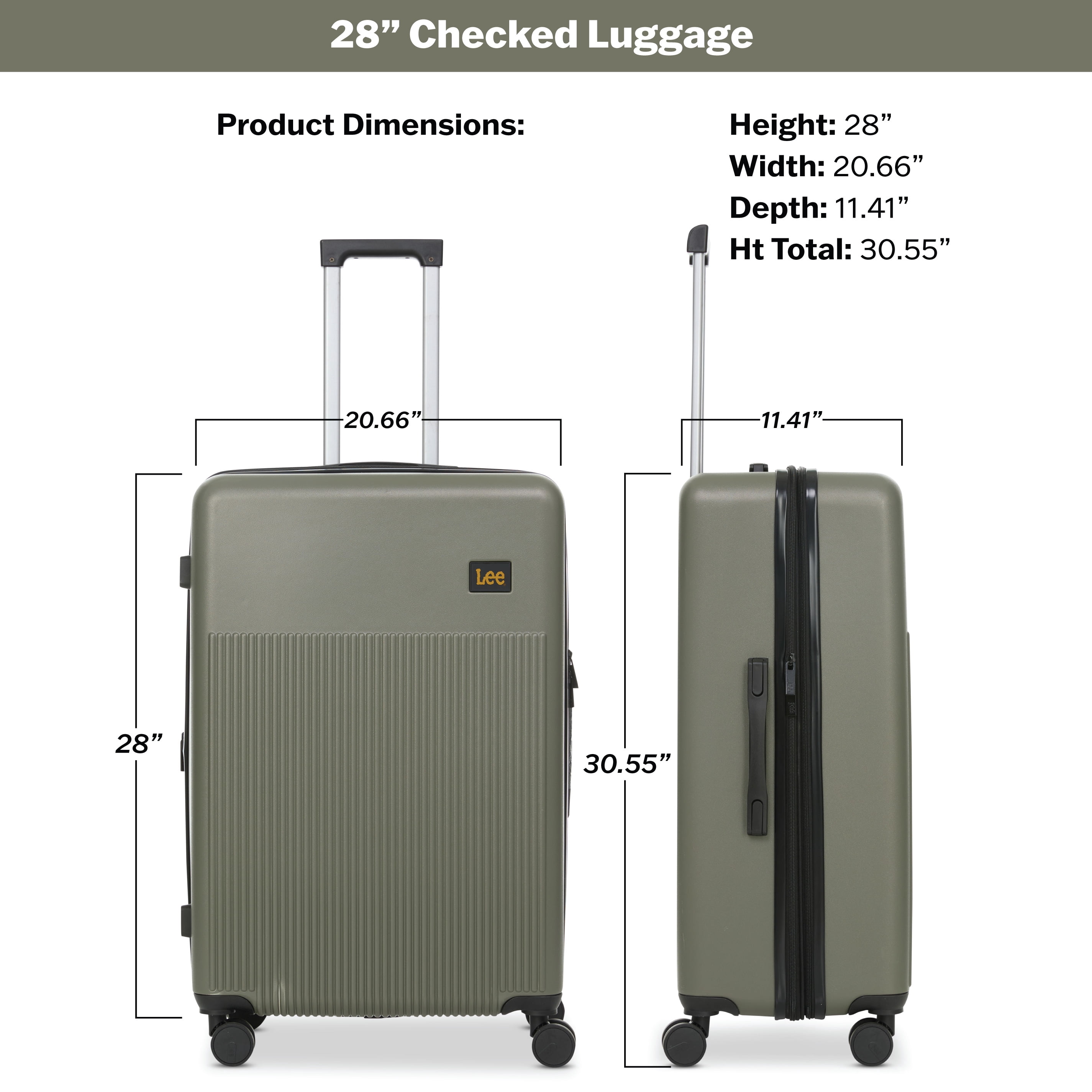 Lee 28 in Unisex Checked Bag Luggage, Olive