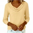 thumbnail image 5 of BLVB Eyelet Tops for Women Draped Cowl Neck Blouses Long Sleeve Dressy Casual Shirts Spring Summer Fashion Clothes, 5 of 7