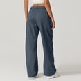 thumbnail image 6 of Women's Zip Front Palazzo Pants with Cargo Pockets High Waist Comfortable Wide Leg Trousers in Soft Cotton, 6 of 8