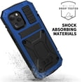 thumbnail image 2 of Compatible with iPhone 12 Pro Max Metal Case with Screen Protector Military Rugged Heavy Duty Shockproof Case with Stand Full Cover Tough case for iPhone 12 Pro Max 6.7inch (Blue), 2 of 8
