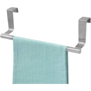 Happon 2 Pcs Cabinet Towel Rack Stainless Steel Kitchen Towel Holder Bars Kitchen Over Cabinet Towel Rack Hang on Inside or Outside of Doors, Storage and Organization for Towels (Silver)