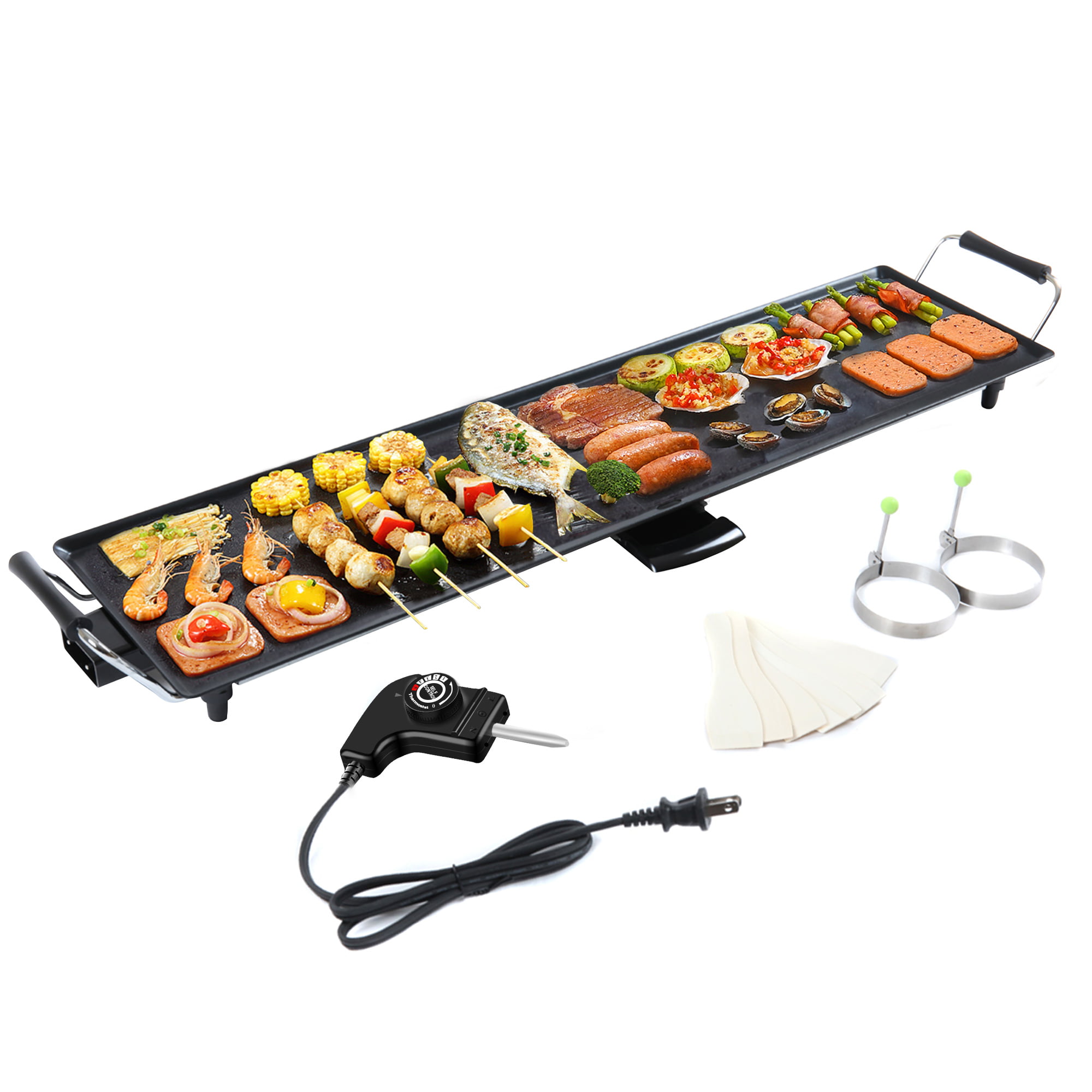Premium Nonstick Surface Large BBQ Tabletop Griddle Plate Electric Grill Easy to Clean,48x28cm Teppanyaki Grill Plate Adjustable Temperature Camping BBQ Hot Plate