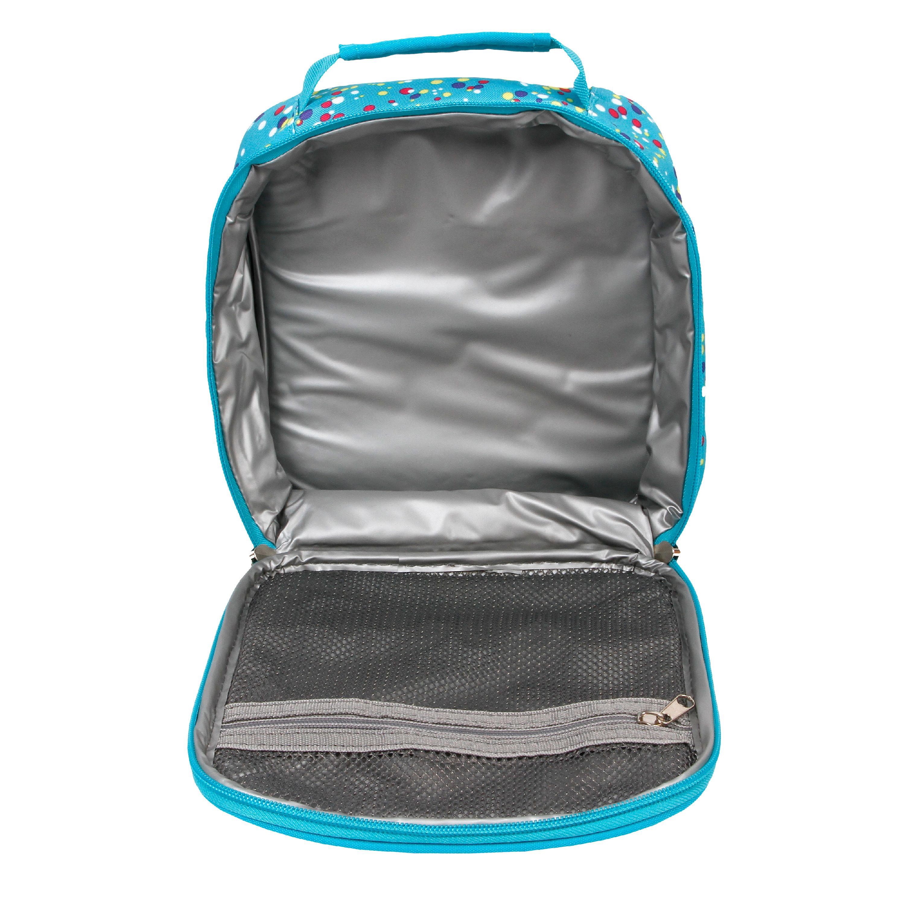 J World Boys and Girls Duo 18" Kids Rolling Backpack with Detachable Lunch Box Set for School, Color Dots