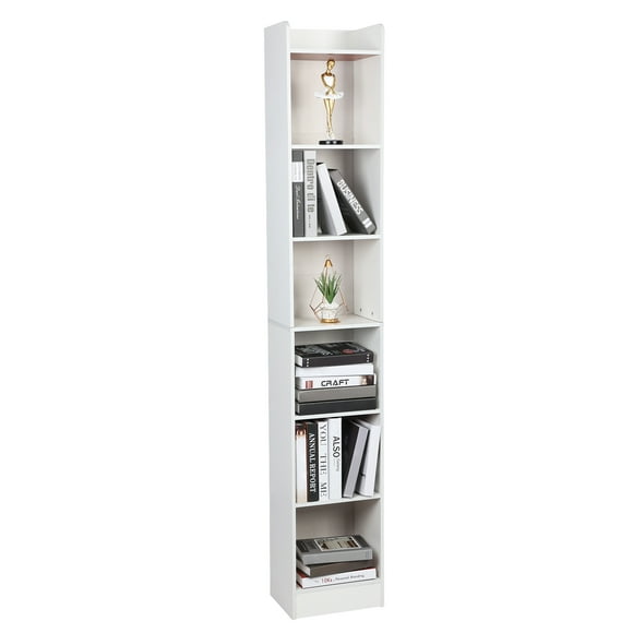 70.9 Inch Tall Narrow Bookcase, Floor Standing Storage Cabinet, Corner Bookshelf with Storage, 6 Tier Cube Display Shelves for Home Office