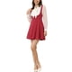 thumbnail image 2 of Vestido de tirantes para mujer INSPIRE CHIC, con cuello en U, decoración de botones, dobladillo acampanado, color rojo profundo, 2 of 6
