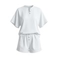 thumbnail image 7 of Bovxnpu Women's 2 Piece Outfits V Neck Short Sleeve Loose Summer Top Shorts Set, 7 of 7