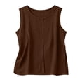 thumbnail image 4 of Edvintorg Tank Tops for Women Loose Fit Lightweight Cotton And Linen Crew Neck Casual Shirt Summer Clothes for Women Brown XXL, 4 of 6