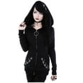 thumbnail image 2 of Summer Savings Clearance 2024! Gothic Hoodies for Women Y2k Black Long Sleeve Shirts Steampunk Cloak Zip Up Sweatshirts with Hooded Vampire Overcoat, 2 of 7