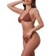 thumbnail image 4 of Conjuntos de bikini de tirantes con nudo para mujer INSPIRE CHIC de 4 piezas, conjunto de cubierta de manga corta, parte inferior triangular, trajes de baño, rojo grande marrón, 4 of 5