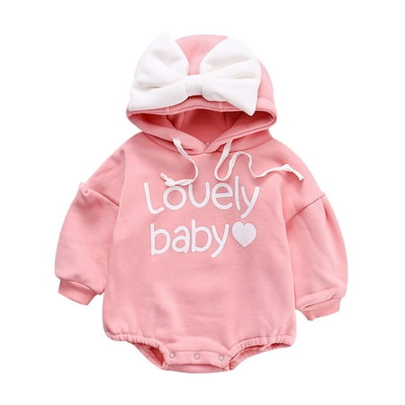 

Toddler Girls Bodysuits Bowknot Letter Printed Hooded Casual Daily Kids Children Infant Clothes Cartoon Trendy Soft Cute Outwear Streetwear Spring Summer Rompers Jumpsuits
