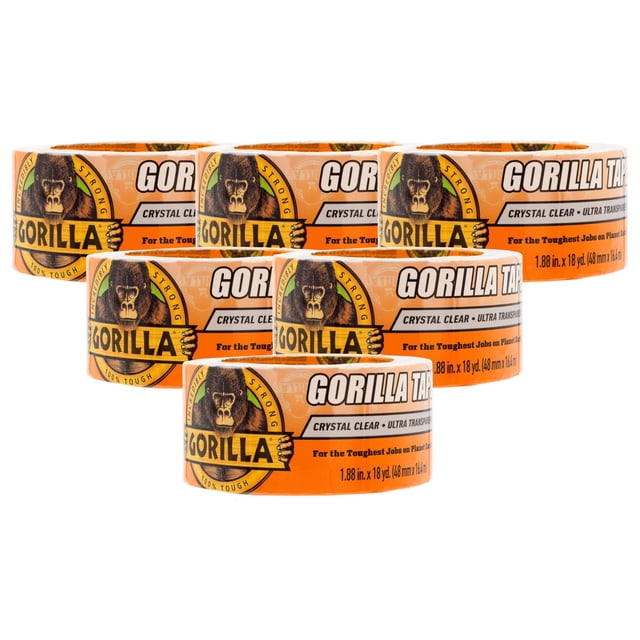 Cinta Gorilla Crystal Clear de 1,88 pulgadas x 16,5 m (paquete de 6)