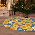 thumbnail image 6 of Lsque Vintage White Yellow Sunflower Print Christmas Tree Skirt, Tree Skirt with Ties or Velcro, Perfect for Holiday Decorations, Halloween, and New Year-48", 6 of 7