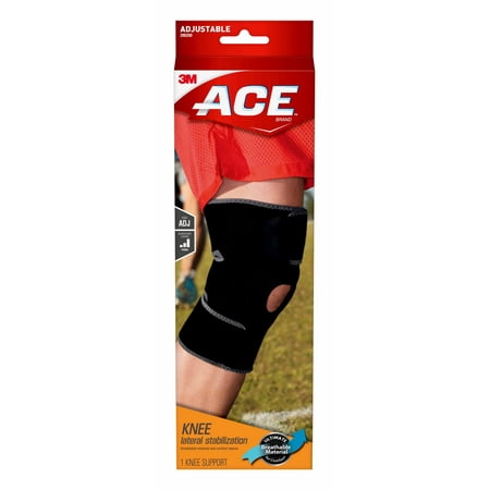 ACE Brand Knee Brace with Dual Side Stabilizers, Adjustable, Black/Gray,