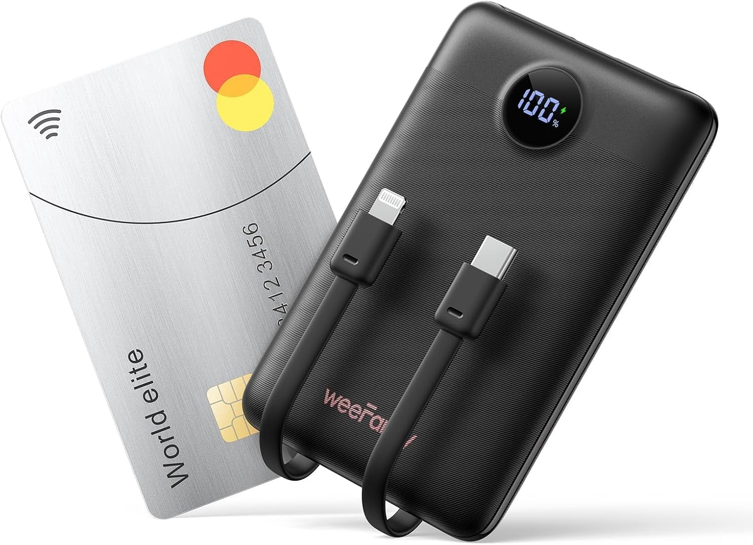 RGHJAR-Mini Portable Charger with Built-in Cables 22.5W Fast Charging Power Bank USB-C Small Battery Pack 10000mAh Travel Essential Slim Battery for iPhone 17/16/15/14, Samsung 25/24, and More