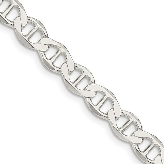 Diamond2Deal 925 Sterling Silver 7.1mm Flat Anchor Chain Necklace for Men 18"