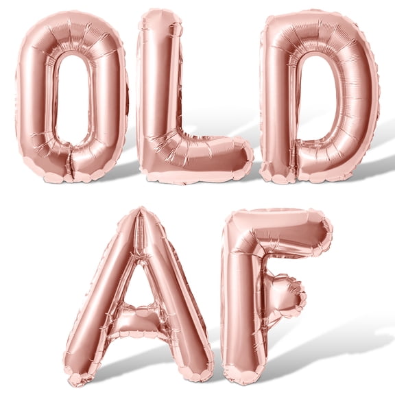 Letter Balloons - OLD AF 16" Inch Alphabet Letters Foil Mylar Balloon Birthday Party Banner (Rose Gold)