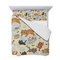 thumbnail image 7 of Quilts Twin-XL Size Bedding Set, Rustic Cat Lightweight Quilted Comforter, Funny Cute Fish Leaves Bubble Soft Reversible Bedspread Coverlet with Pillow Covers for All Season, 68" x 98", 7 of 7