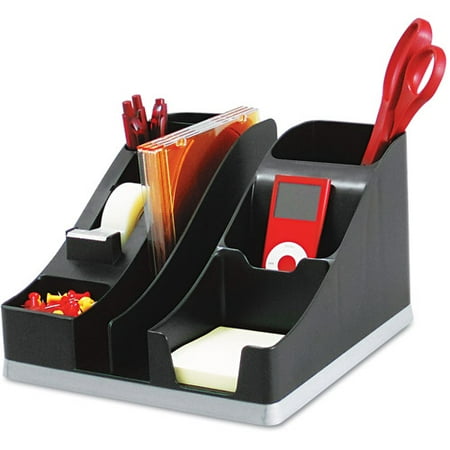 Deflecto All-In-One Caddy, Black and Silver