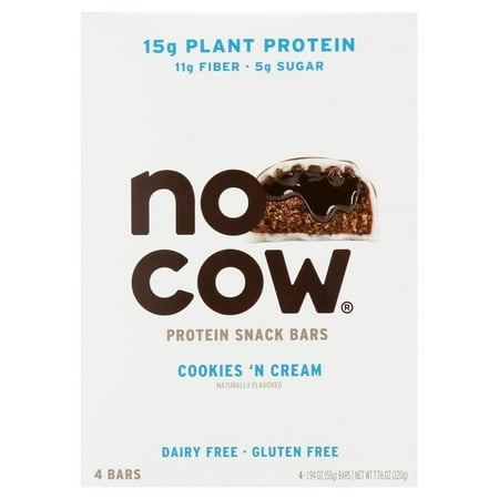 No Cow, Cookies 'N Cream Protein Snack Bars, 4 Count