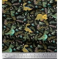 thumbnail image 2 of Soimoi Black Rayon Fabric Dinosaur & Leaves Print Fabric by the Yard 56 Inch Wide, 2 of 3