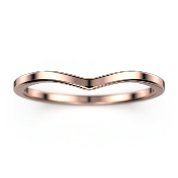 18K Rose Gold Over Silver Curved Chevron Shape Wedding Band