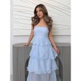 thumbnail image 5 of Baby Blue Solid Color Strapless Multi-Layer Ruffled Maxi Dress, 5 of 6