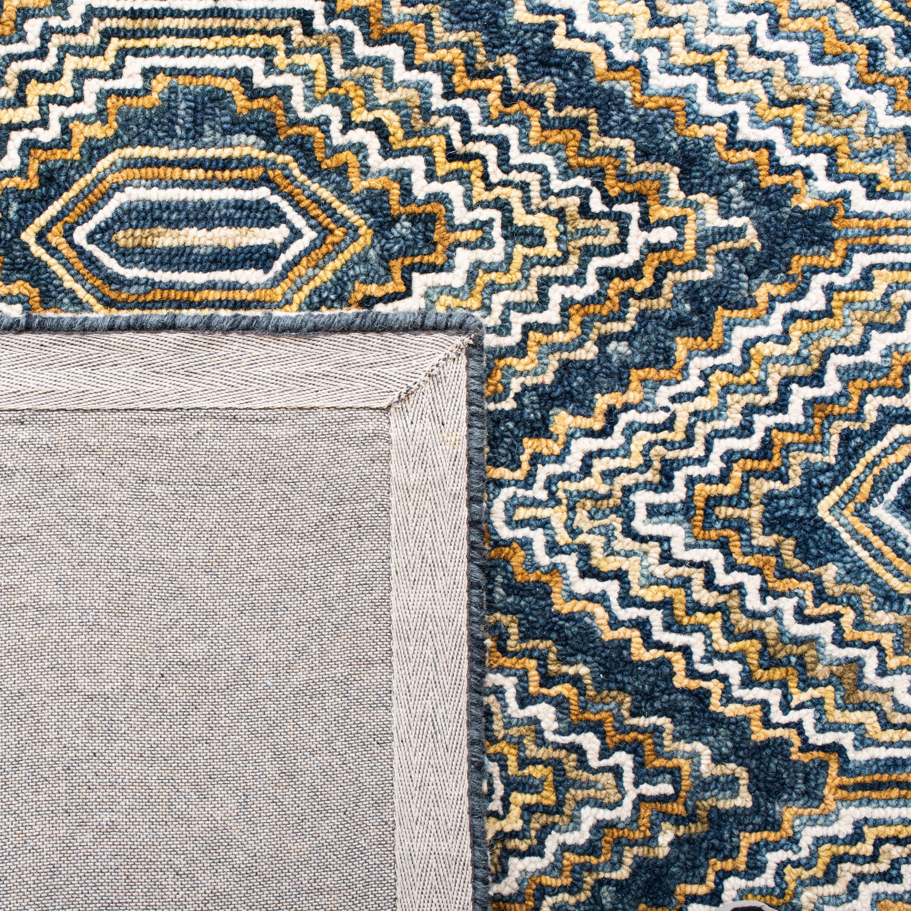 SAFAVIEH Aspen Sylvester Geometric Hexagons Wool Area Rug, Blue/Gold, 5' x 8'