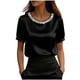 thumbnail image 3 of TaTaai Women's Office Casual Top Short Sleeve Round Neck Pearl Accent Solid Color Summer Blouse Professional Loose Fit Shirt Gift, 3 of 5