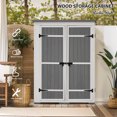 thumbnail image 6 of EUROCO 5.5' Wood Outdoor Storage Shed, Garden Tool Cabinet with Waterproof Asphalt Roof, 4 Lockable Doors, Multiple-tier Shelves for Patio Furniture, Gray, 6 of 8
