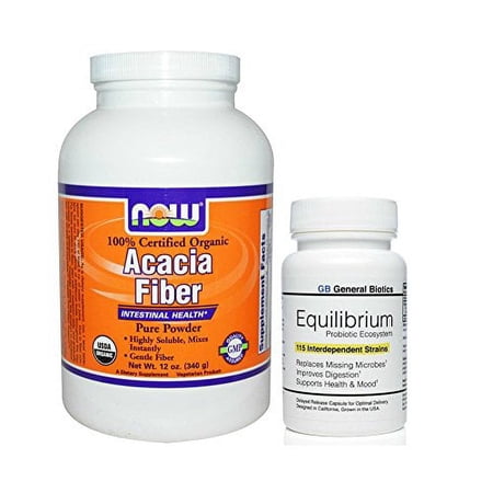 Equilibrium Daily Probiotic and Organic Acacia Fiber Powder, Value Bundle of 1 Each