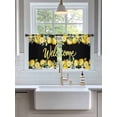 thumbnail image 3 of Sheer Curtains 45 Inch Length 2 Panels Set for Kitchen, Yellow Lemons Semi Sheer Curtains for Windows, Summer Fruits Leaves Botanical Black Voile Window Treatments Rod Pocket Curtain, 3 of 7