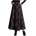 thumbnail image 2 of Meichang Plaid Maxi Skirts for Women Fall Winter High Waisted Wool Plaid A-line Long Skirt Swing Flowy Christmas Party Plaid Skirts, 2 of 6