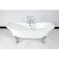 thumbnail image 3 of Aqua Eden VCT7DS7231NL1 72" Cast Iron Oval Double Slipper Clawfoot Tub (7" Faucet Drillings), White/Polished Chrome, 3 of 8