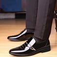 thumbnail image 2 of Men's Pointed Toe Dress Shoes Casual Slip on Loafer Formal Classic Faux Patent Leather Oxfords Business Wedding Shoe for Men, 2 of 9