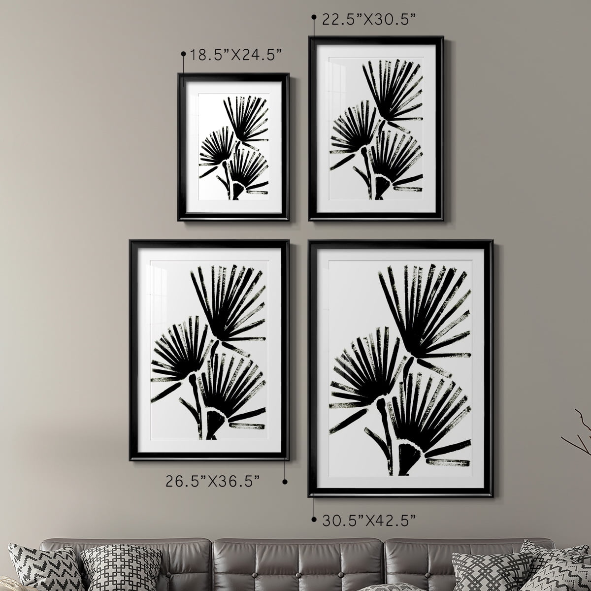 Wexford Home Fan Brush I Premium Framed Print, 26.5" x 36.5" - Ready to Hang, Black (Set of 2)