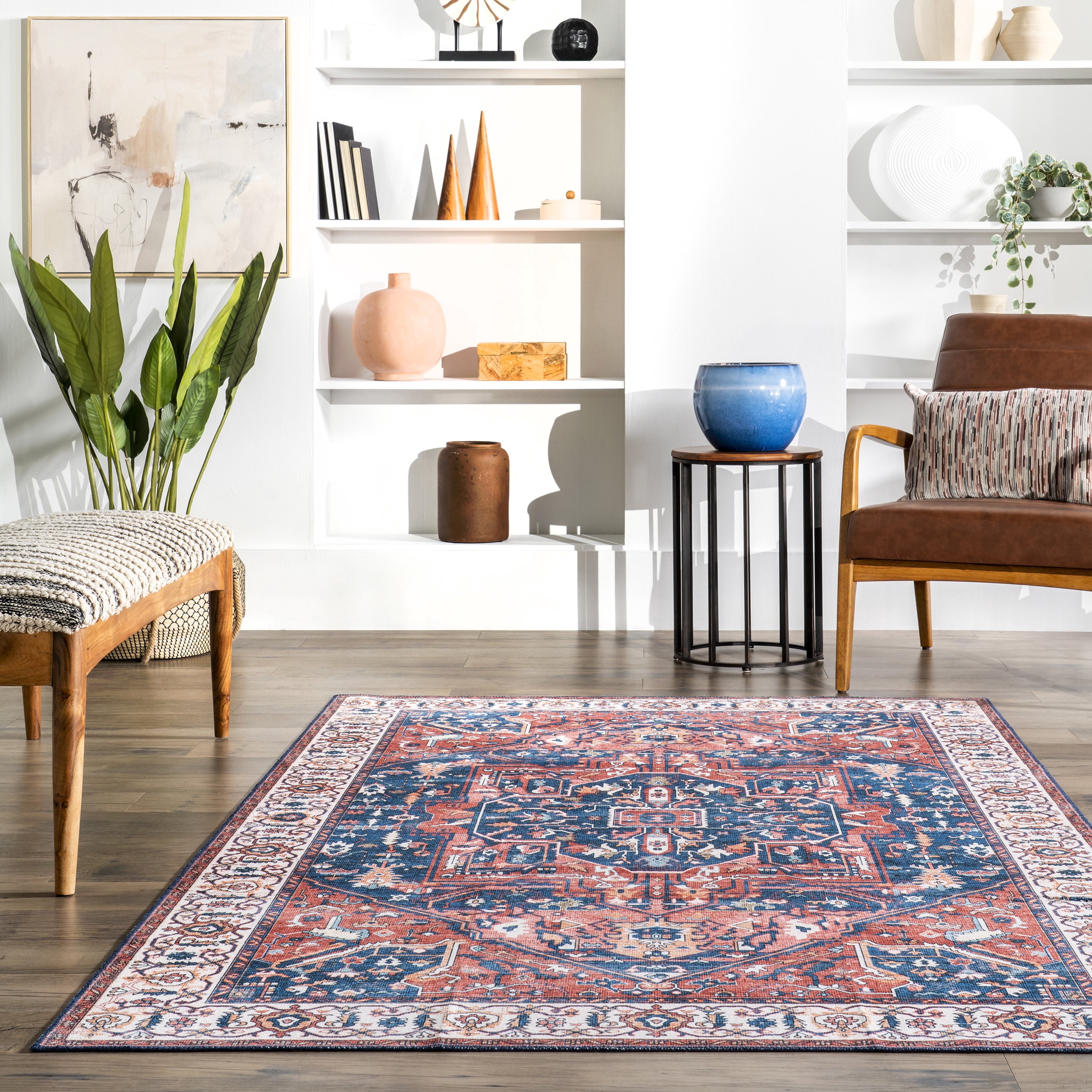 nuLOOM Brielle Machine Washable Vintage Medallion Rust 8' x 10' Transitional Area Rug