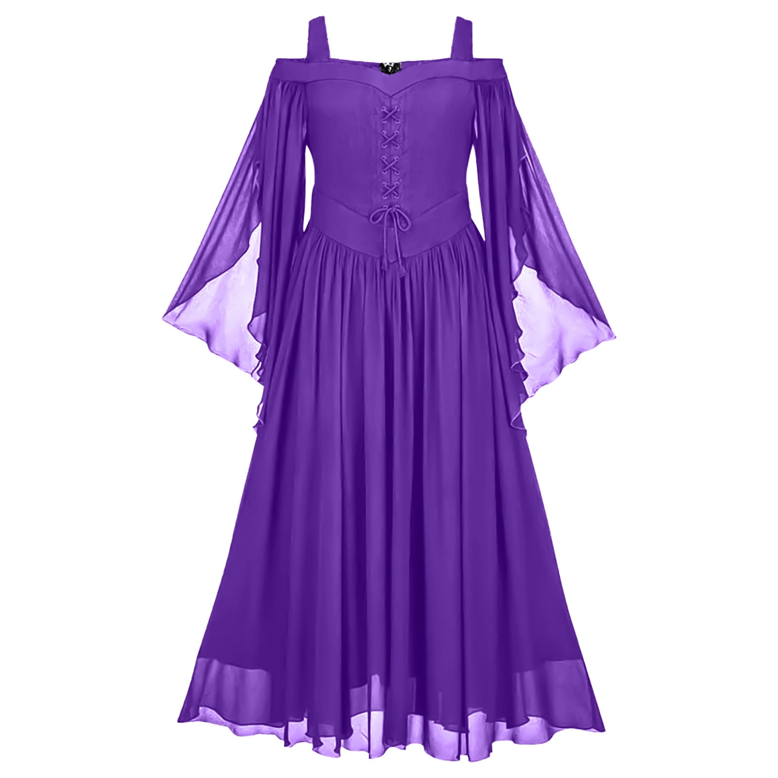 Fankiway Robe Midi à Manches Évasées Gothique pour Femmes Robe Noire Foncée en Maille Double Couche Robes d'Été pour Femmes Robes pour Femmes Grande Taille Liquidation