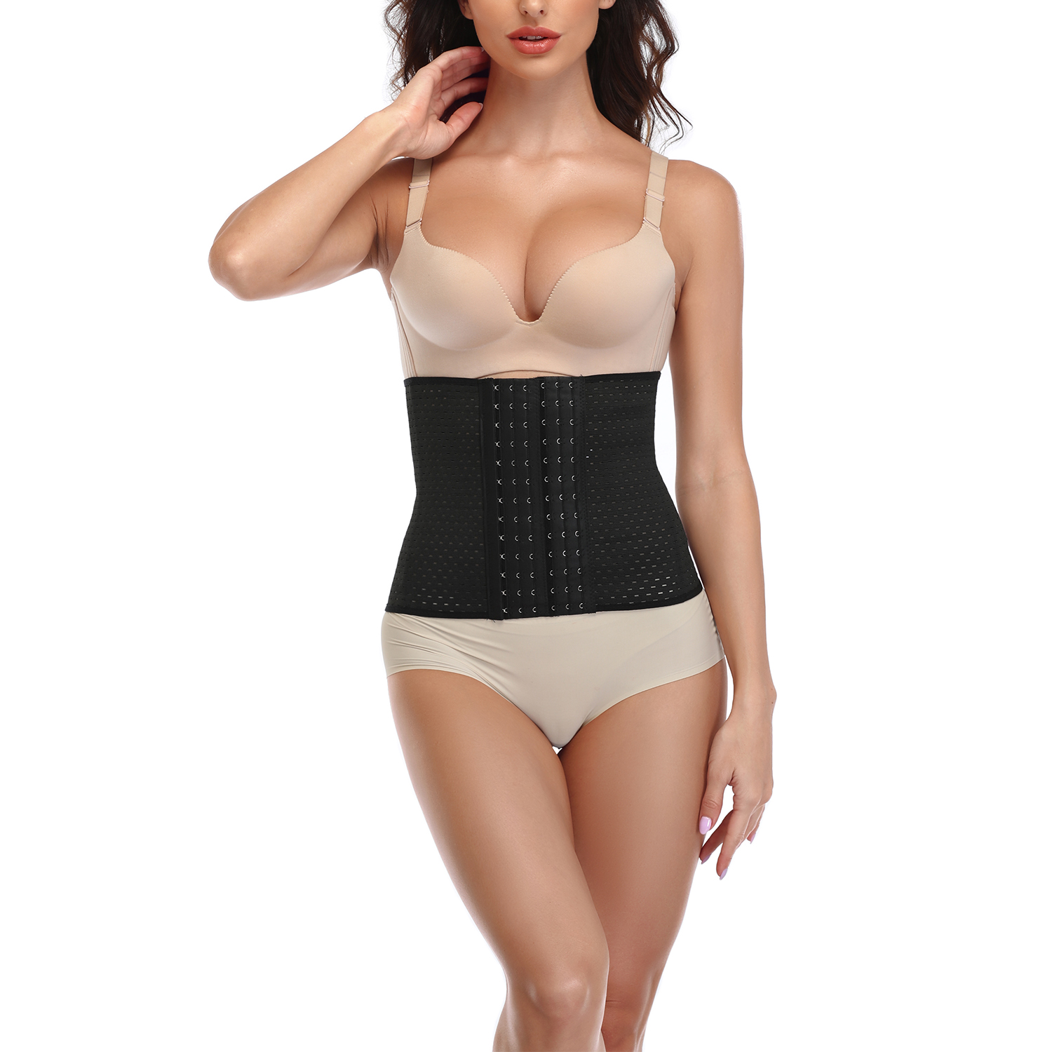 POP CLOSETS Women s Waist Trainer Corset for Everyday Wear Steel Boned Tummy Control Hourglass Body Shaper with Adjustable 6 Rows Hooks Walmart