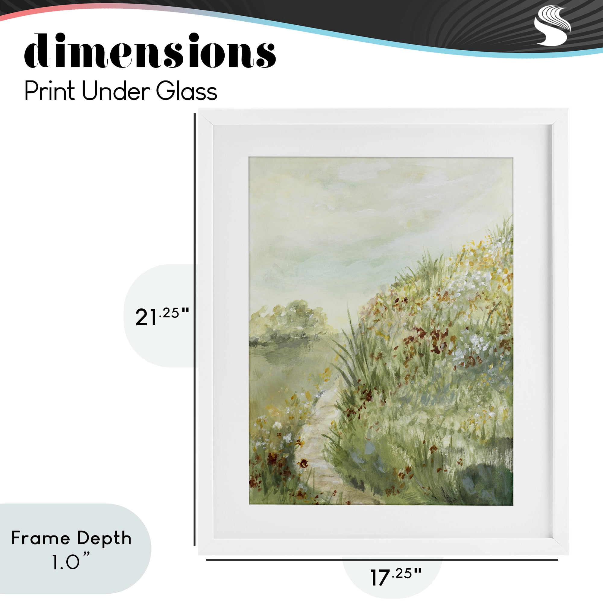 Stupell Industries Hilltop Blooms & Winding Trail White Framed Print Under Glass, design by Lanie Loreth