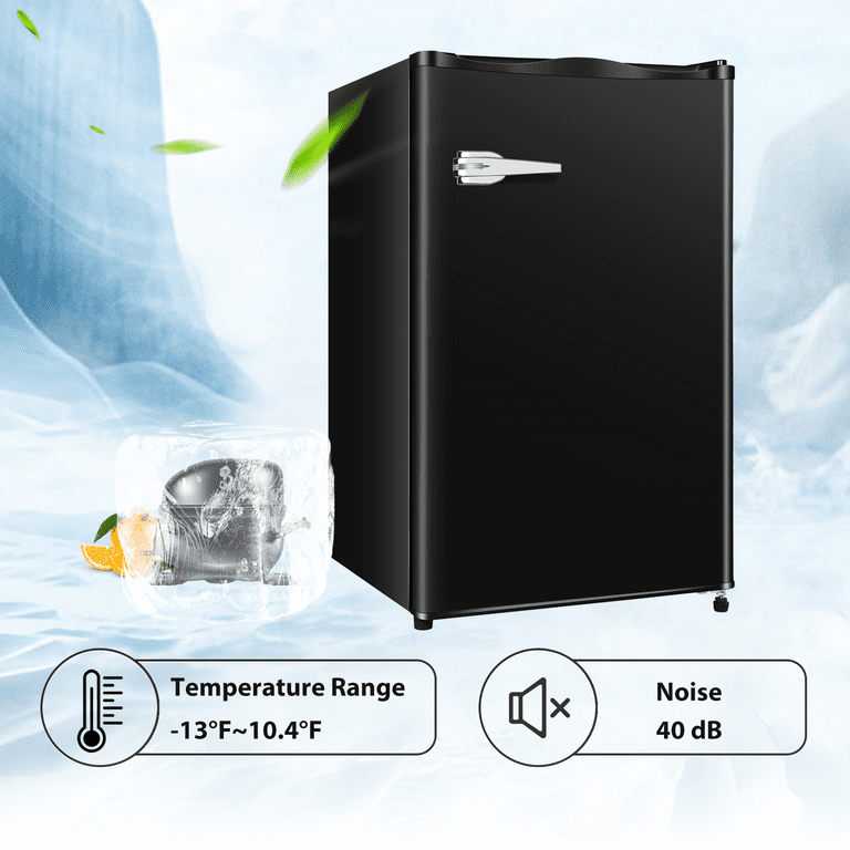 KISSAIR 1.1 Cu.ft Mini Freezer, Small Freezer with Removable Shelves,  Adjustable Thermostat, Reversible Door Hinge, For Home/Office/Kitchen/RV  (Black)